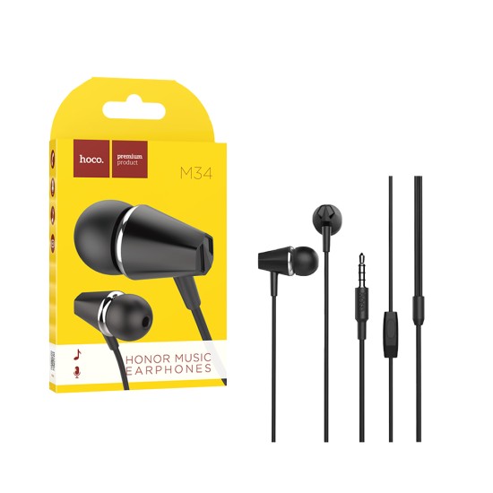 Hoco Wired Earphones M34 with Microphone 3.5MM 1.2m Black
